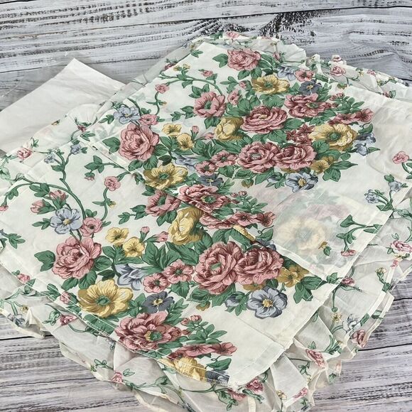 Vintage Le Fleur Springtime Pillow Sham Set Pink Green Floral Granny Core Ruffle - Picture 9 of 16